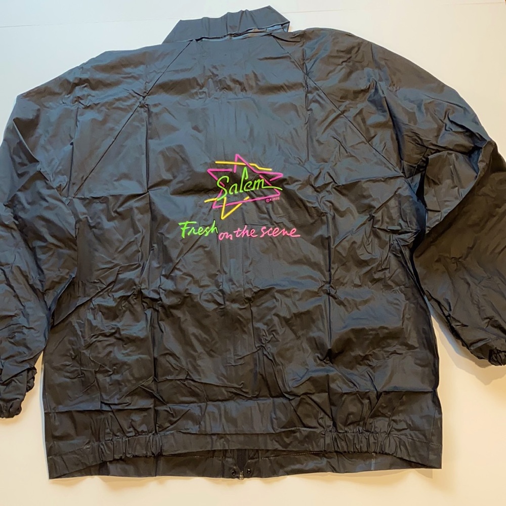 Salem Cigarettes One Size Fit Black PVC Full Zip Jacket NWOT e